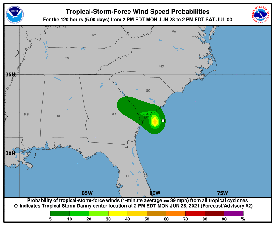 Tropical Storm Danny formed off the coast of South Carolina Public